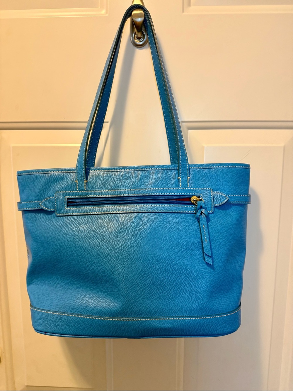 Dooney & Bourke Bright Sky Blue Saffiano
Leather Logo lock tote - Picture 4 of 13